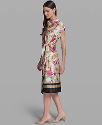 Karl Lagerfeld Paris Women's Floral Print Short-Sleeve Side-Tie Dress