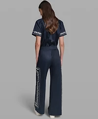 Karl Lagerfeld Paris Women's Mid-Rise Embroidery Pants