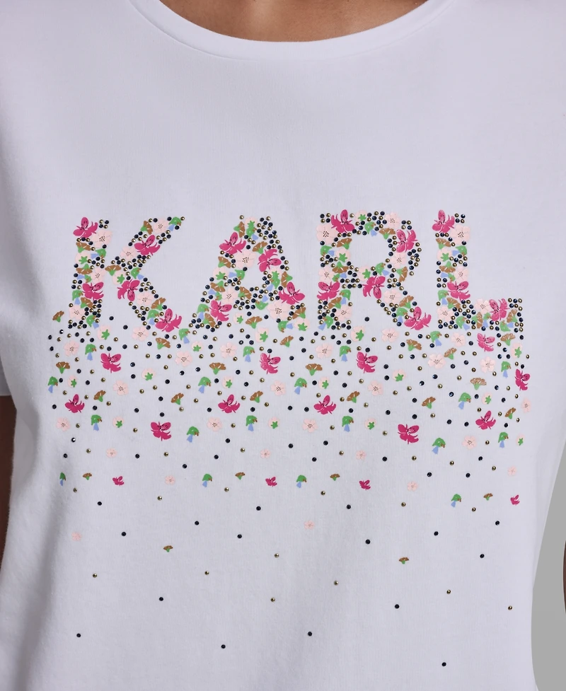 Karl Lagerfeld Paris Women's Logo Print Short-Sleeve T-Shirt