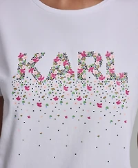 Karl Lagerfeld Paris Women's Logo Print Short-Sleeve T-Shirt