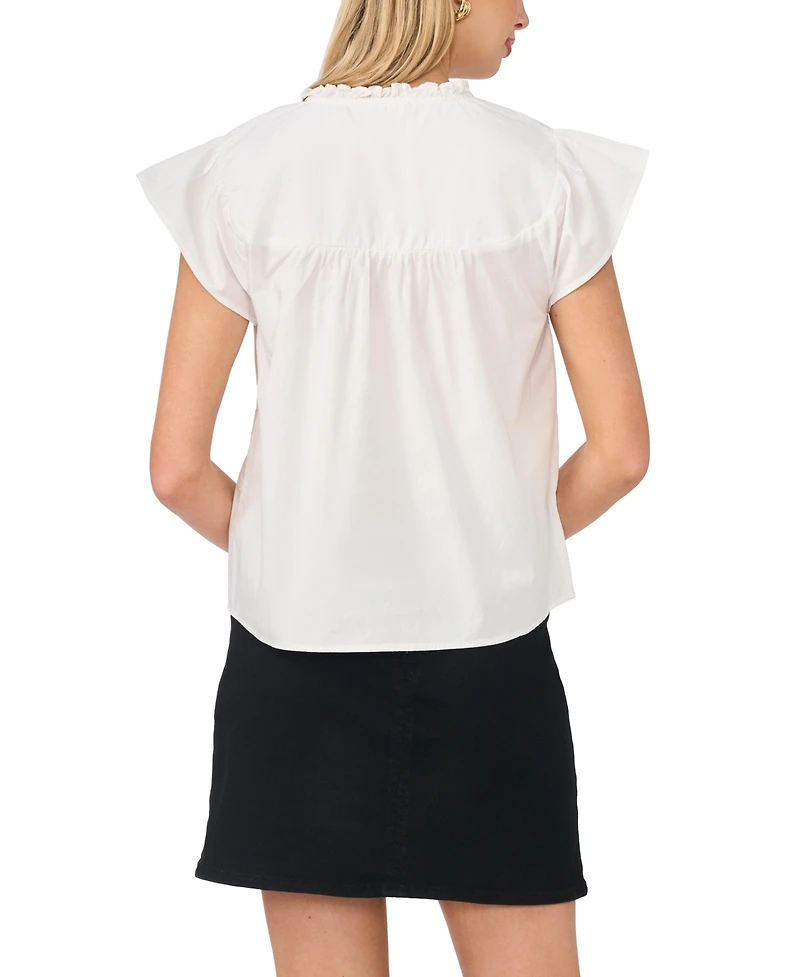 Vince Camuto Women's Flutter-Sleeve Front Yoke V-Neck Top