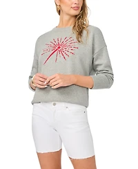 Vince Camuto Women's Sparkler Motif Crewneck Sweater