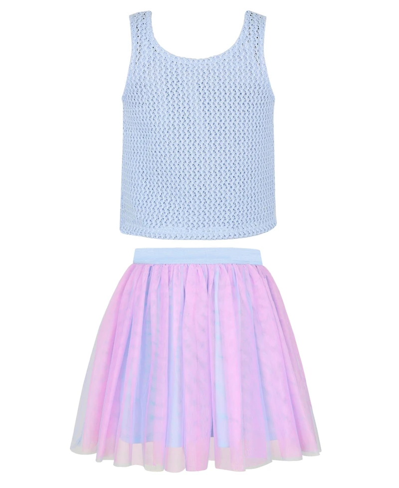Pink & Violet Girls' 2T-6X Sleeveless Tank Top and Skirt, 2-Piece Set