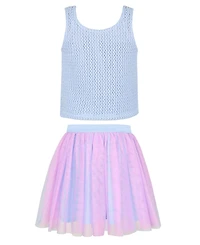 Pink & Violet Girls' 2T-6X Sleeveless Tank Top and Skirt, 2-Piece Set