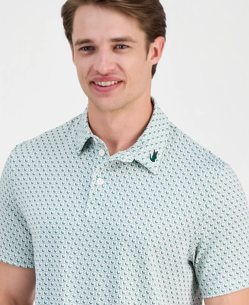 Lacoste Men's Ribbed Collar Printed Polo Shirt
