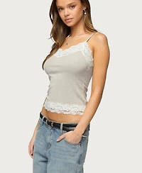 Edikted Women's Vieve Contrast Lacey Tank Top