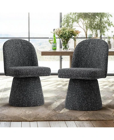 Maison Boucle 360degree(s) Swivel Upholstered Dining Chairs Set of 2, Modern Side