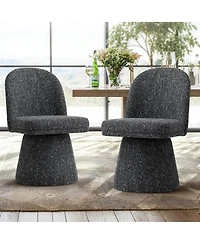 Maison Boucle 360degree(s) Swivel Upholstered Dining Chairs Set of 2, Modern Side