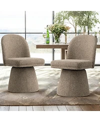 Maison Boucle 360degree(s) Swivel Upholstered Dining Chairs Set of 2, Modern Side