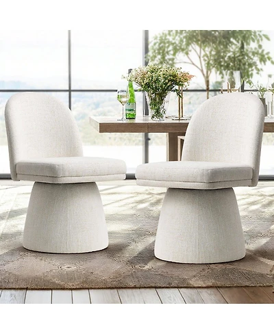 Maison Boucle 360degree(s) Swivel Upholstered Dining Chairs Set of 2, Modern Side