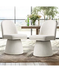 Maison Boucle 360degree(s) Swivel Upholstered Dining Chairs Set of 2, Modern Side