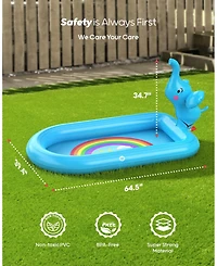 Gnuadz Elephant Splash Pad Sprinkler Pool Outdoor Play Mat Toddler Birthday Gift