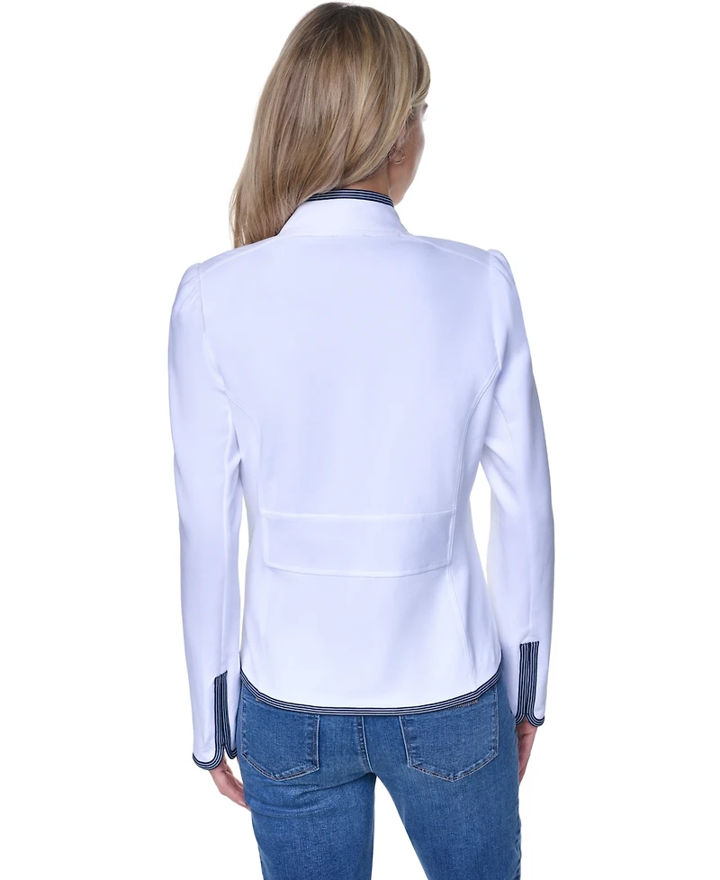 Nautica Women's Cotton-Blend Band Collar Captain Jacket