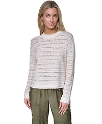 Nautica Women's Cotton-Blend Crewneck Drop Shoulder Sweater