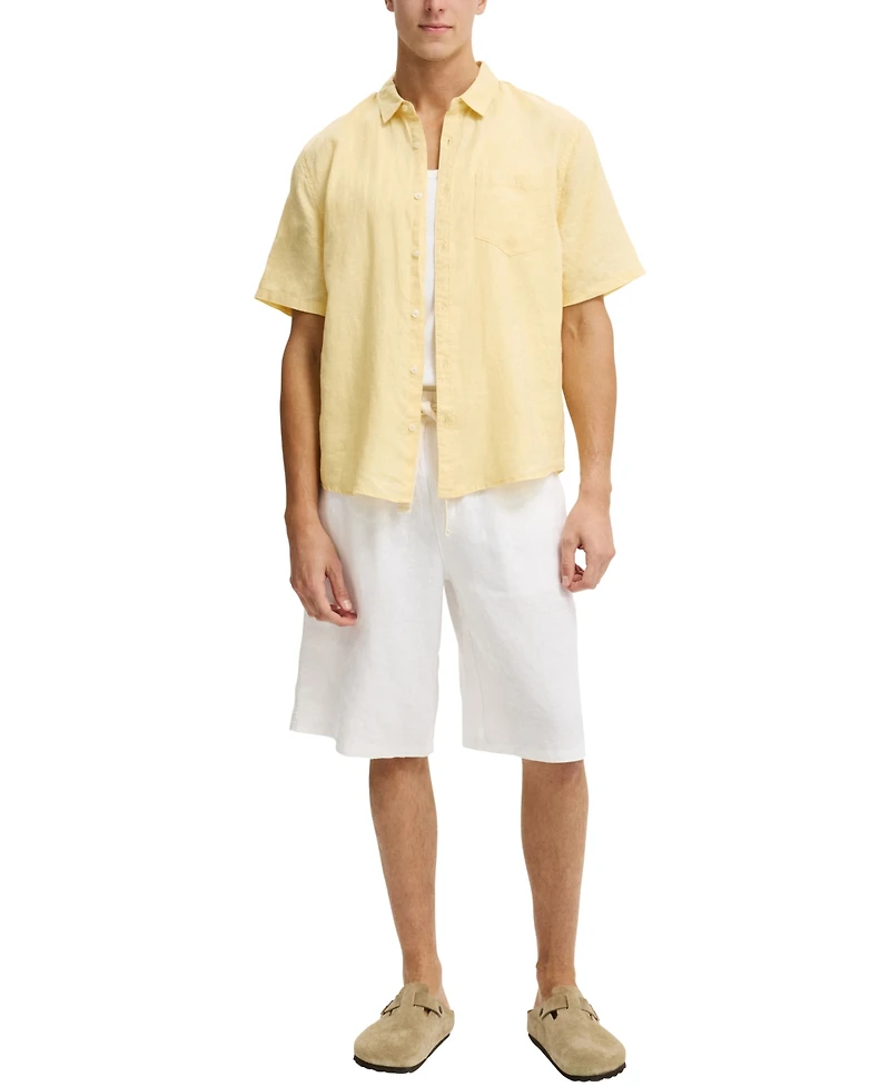 Cotton On Men's Relaxed Linen Short-Sleeve Shirt