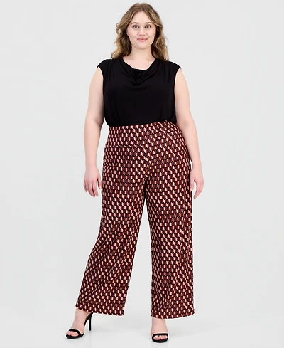 Anne Klein Plus Pull-On High-Rise Wide-Leg Pants