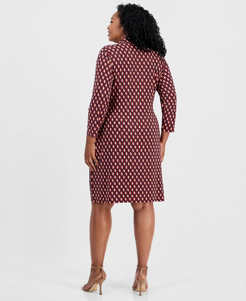 Anne Klein Plus Printed Faux-Wrap Dress