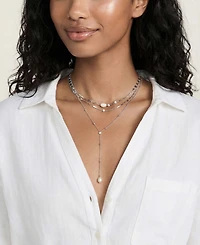 Ettika Forever Falling Pearl Lariat Necklace