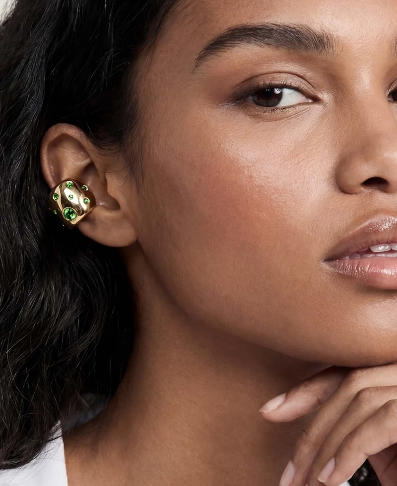 Ettika 18k Gold-Tone Crystal Chunky Cuff Earrings
