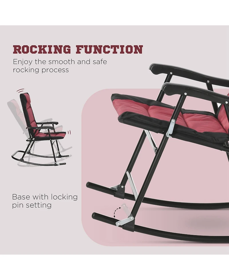 Outsunny 3PC Folding Outdoor Furniture Set, Rocking Chairs, Table,