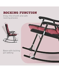 Outsunny 3PC Folding Outdoor Furniture Set, Rocking Chairs, Table,