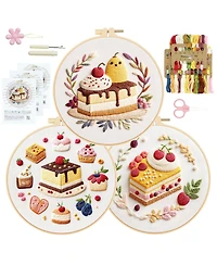 Gnuadz 3pc Embroidery Kit Pattern Beginner Diy Craft Hoop Floss Guide