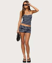 Edikted Women's Lorenza Striped Fold Over Shorts