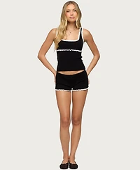 Edikted Women's Saffra Contrast Ruffle Knit Shorts
