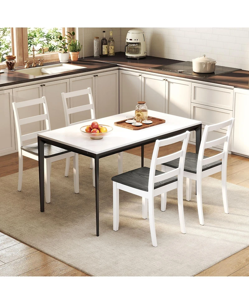 Slickblue Wooden Dining Chairs Set of 2 with Solid Rubber Wood Legs for Kitchen and Dining Room-Grey