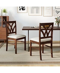 Slickblue Wooden Dining Chairs Set of 2 with Padded Seat and Hollow Back