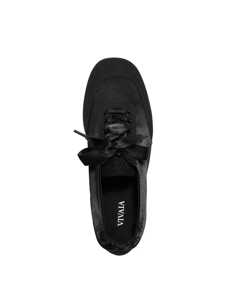 Vivaia Women's Cristina Square-Toe Lace-Up Satin Sneakerina