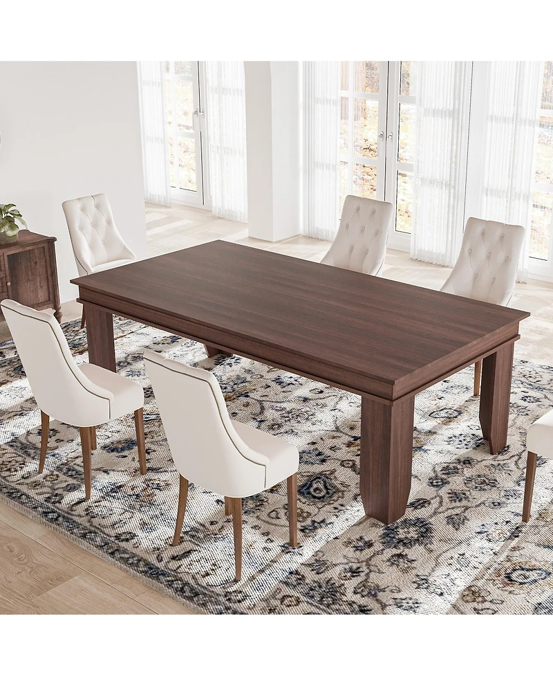 homfan Farmhouse Dining Table for 6 to 8, Rectangular Wood Kitchen with V-Shape Base, Available 63 and 71