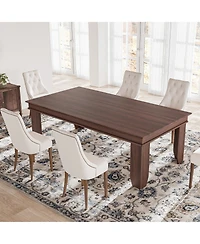 homfan Farmhouse Dining Table for 6 to 8, Rectangular Wood Kitchen with V-Shape Base, Available 63 and 71