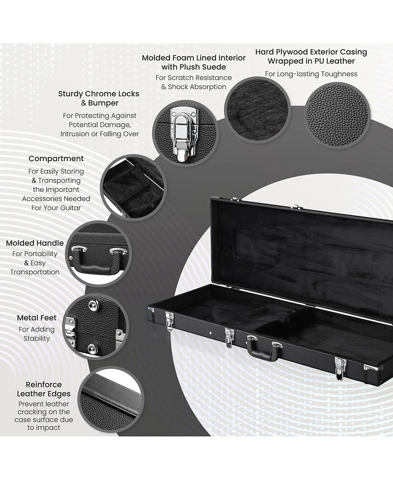 Yescom 2 Set Electric Guitar Hard Cases Wooden Shell for Lp Style and Universal Fit Portable Gig Bag with Lock Studio Travel