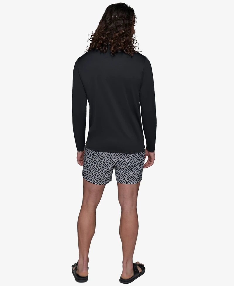 Karl Lagerfeld Paris Men's Long-Sleeve Logo Rashguard