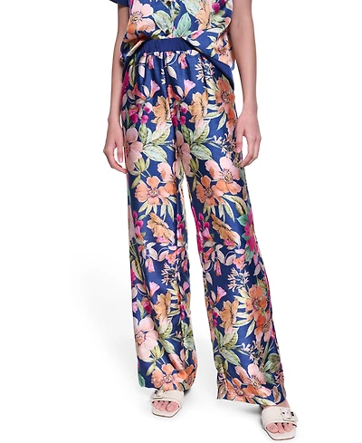 Karl Lagerfeld Paris Women's Soft Floral Print Pull-On Pants