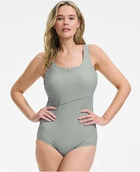 Lands' End Women's Plus Long Chlorine Resistant Soft Cup Tugless Sporty One Piece Swimsuit