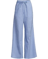 Lands' End Women's Seersucker High Rise Drawstring Wide Leg Pants
