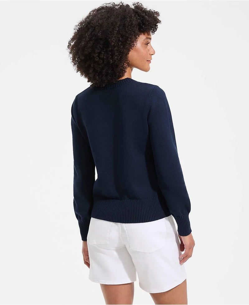 Lands' End Women's Drifter Embellished Crew Neck Sweater