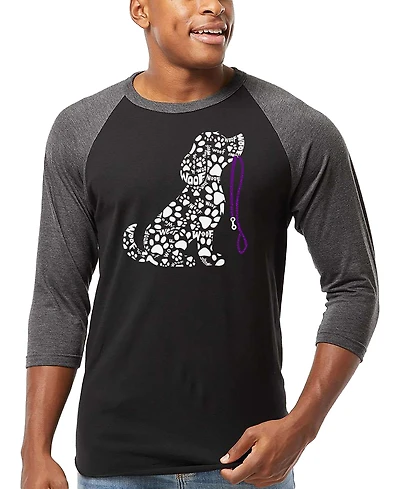 La Pop Art Men's Dog Leash Word Raglan-Sleeve T-Shirt