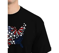 La Pop Art Men's Usa Fireworks and Stars Word T-Shirt