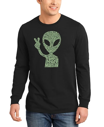La Pop Art Men's Peace Alien Word Long-Sleeve T-Shirt