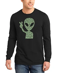 La Pop Art Men's Peace Alien Word Long-Sleeve T-Shirt