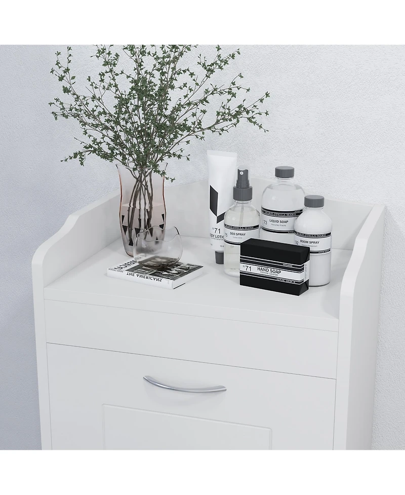 Bathroom Hamper Wood Laundry Tilt Out Basket Storage Bench Furniture cabinet