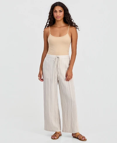 And Now This Petite Tie-Waist Lace-Trim Wide-Leg Pants, Macy's Exclusive