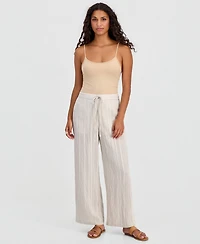 And Now This Petite Tie-Waist Lace-Trim Wide-Leg Pants, Macy's Exclusive