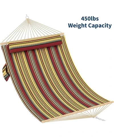 gaomon Double Quilted Fabric Hammock, 450 Lbs Capacity for Outdoor Patio Backyard Poolside, Multi Stripes