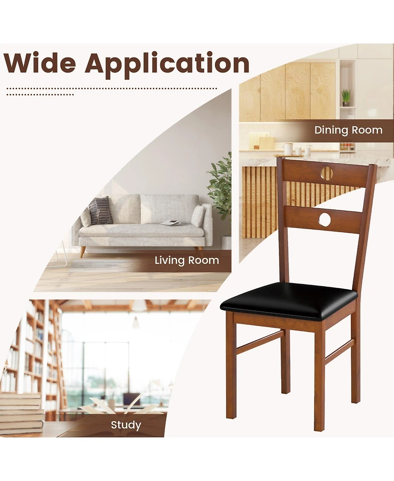 Slickblue Kitchen Dining Chairs Set of 2 Wood Armless Hollow Back Design