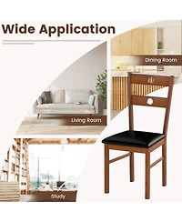 Slickblue Kitchen Dining Chairs Set of 2 Wood Armless Hollow Back Design