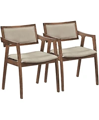 Slickblue Modern Arm Dining Chairs Set of 2 Upholstered Wood Frame